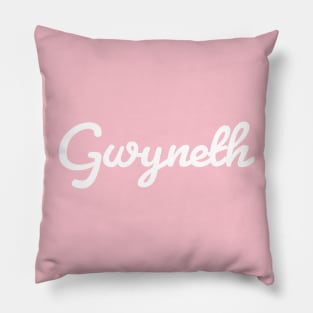 Gwyneth White Cursive Script Pillow