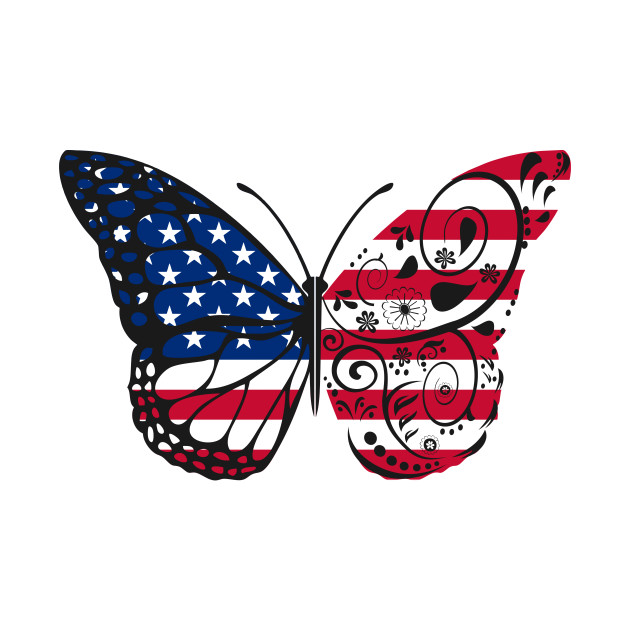 Disover United states - USA Flag Patriotic Butterfly Design - United States Flag - T-Shirt