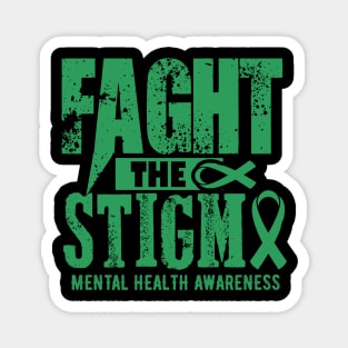 in may we wear green mental health groovy Fight Stigma Magnet