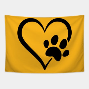 Dog paw in heart Tapestry