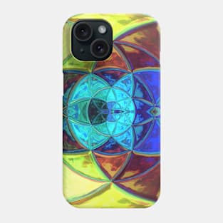 Mosaic Kaleidoscope Flower Blue Green and Yellow Phone Case