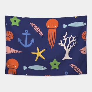 Sea animals summer time Tapestry