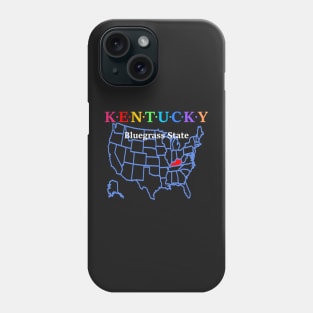 Kentucky, USA. Bluegrass State. With Map. Phone Case