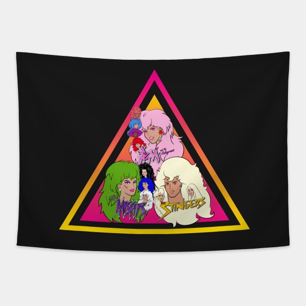 Jem and the Holograms + The Misfits + The Stingers by BraePrint Tapestry by Braeprint