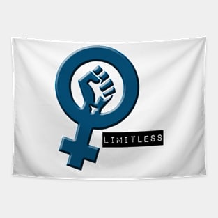 Feminist symbol LIMITLESS blue Tapestry