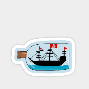 Kids Pirate Ship in a Bottle Drawing Magnet