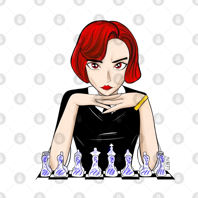 sports master in chess, the redhead ecopop art by jorge_lebeau