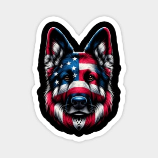 Patriotic German Shepherd: American Flag Dog Portrait. Magnet