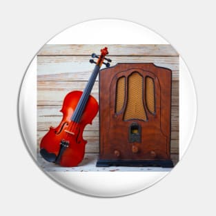 Violin And RCA Raido Pin