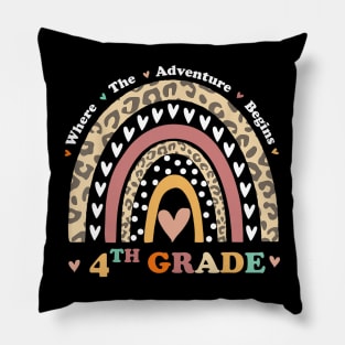 Back To School 4th Grade Where The Adventure Begins Rainbow Pillow