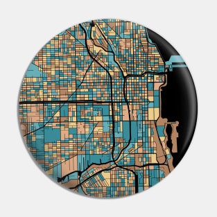 Chicago Map Pattern in Mid Century Pastel Pin