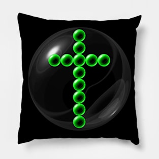 Green Yellow Cross in Glass Ball Pillow