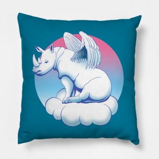 White Rhino Angel Graphic Design Pillow