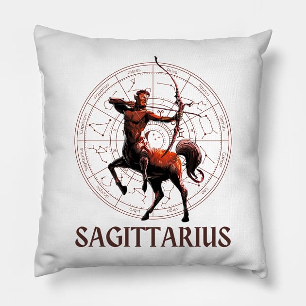 Sagittarius Zodiac Sign Pillow by DeanWardDesigns