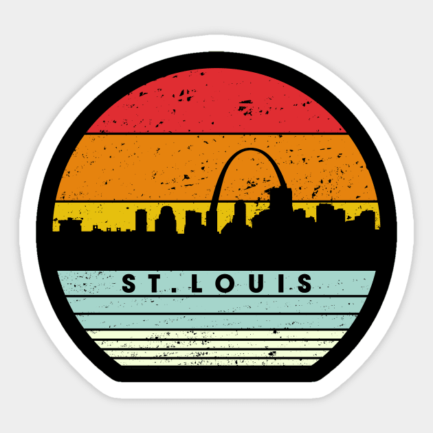 Vintage St. Louis Baseball Skyline Cardinal Retro Sticker for