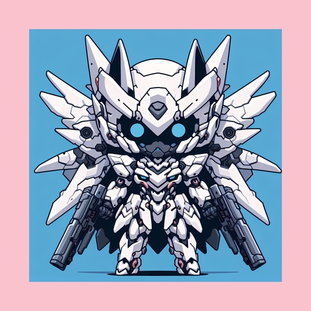 Chibi Mecha Kitsune In White Armor by Mechanime World