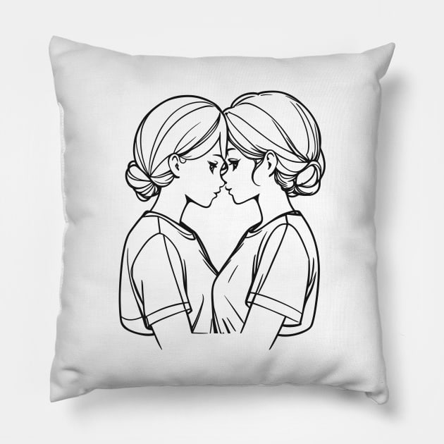 Rainbow Reflection - Lesbian Valentine Pillow by Orento