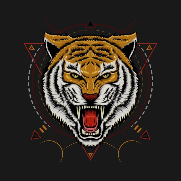 Angry Tiger head illustration by AGORA studio