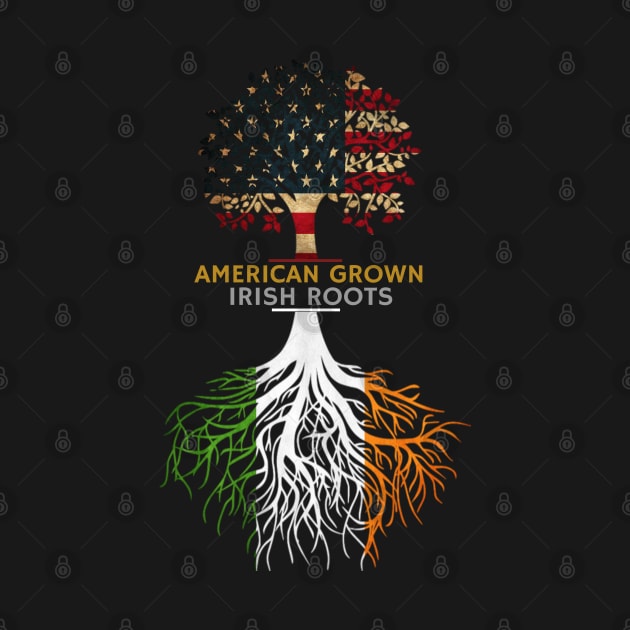 American Grown Irish Roots Ireland and USA Flags by BOB