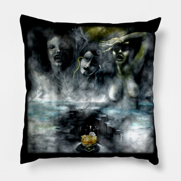 The Drunken And The Demon. Pillow by OriginalDarkPoetry