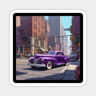 A Purple Colored Car in New York In The 1940’s Magnet