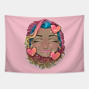 Reva prisma Love heart's face emoji Tapestry
