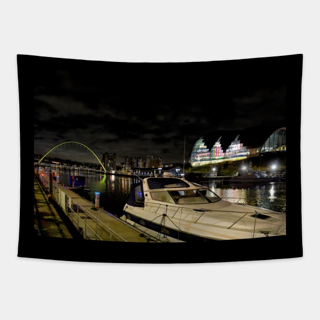 Newcastle Quayside at Night Tapestry by Violaman