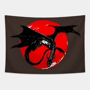 dragon on the background of the red moon Tapestry