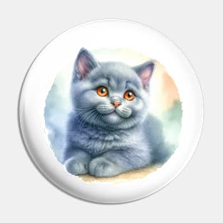 Chartreux Watercolor Kitten - Cute Kitties Pin