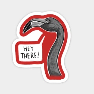 HEY THERE! Black Flamingo Magnet