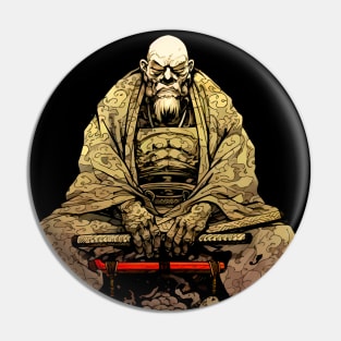 Samurai No. 2: Do Nothing that is of No Use - Miyamoto Musashi on a Dark Background Pin