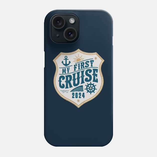 My First Cruise 2024 Nautical Emblem Phone Case by Perspektiva