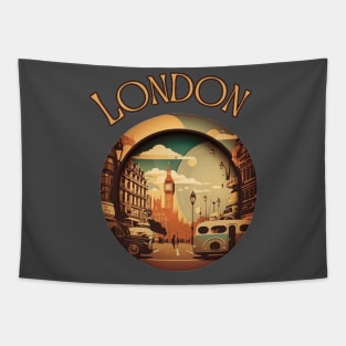 London Uk Retro Vintage Abstract Collage Tapestry