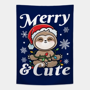 Christmas Sloth Merry & Cute Tapestry