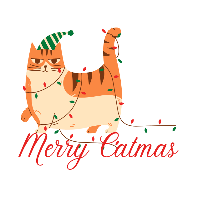 Merry Catmas Fat Orange Ginger Tabby by TammyWinandArt