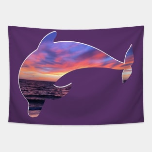 Bottlenose Dolphin - Ocean/Sky Silhouette Tapestry