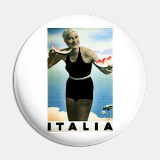 ITALIA Holidays Beach Seaside Art Deco Retro Vintage Italy Travel Pin