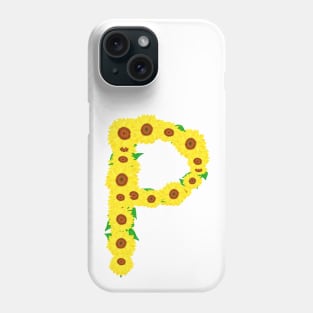 Sunflowers Initial Letter P (White Background) Phone Case