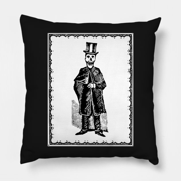 Skeleton Groom (White) Pillow by artofadornment