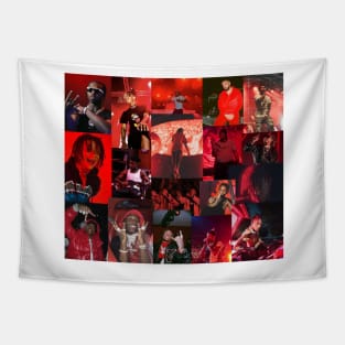 red rap collage Tapestry