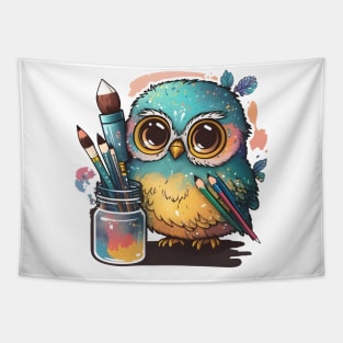 Super Cute Artist Owl Tapestry