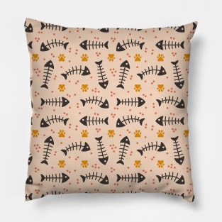 Fish Bone Light Pastel Pattern Pillow