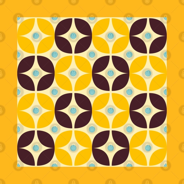 Geometric Pattern: Stylised Flower: Brown/Yellow by Red Wolf