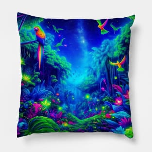 Neon Jungle Dreamscape uv reactive Pillow