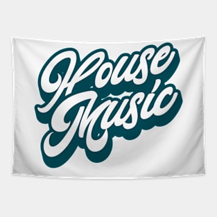 HOUSE MUSIC  - Just Signature (dark slate blue) Tapestry