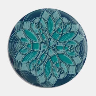 Flower Of Life Blue Green Pin