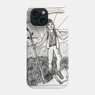 Forest hiking girl with bird Phone Case