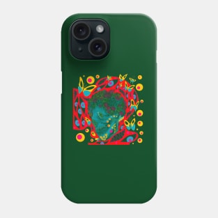 skeleton flower of the death ecopop in buttefly homunculus mexican green art Phone Case