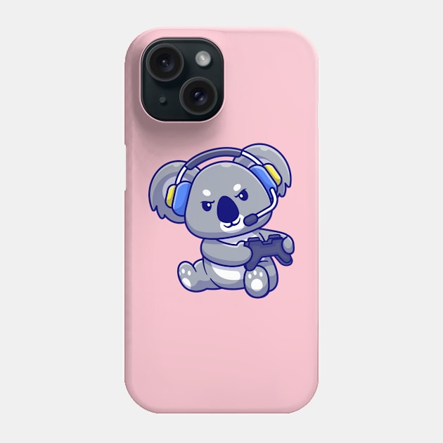 Cute Koala Playing Game With Headphone Cartoon Phone Case by Catalyst Labs