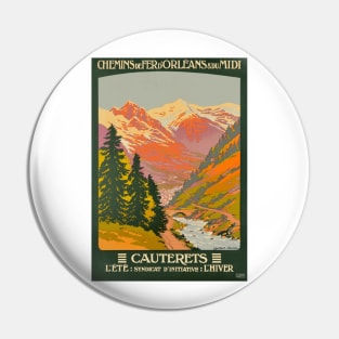 Cauterets France - Vintage French Travel Poster Design Pin